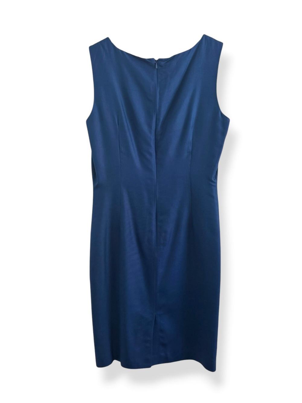 TALBOTS PURE BLUE SILK SHEATH BUSINESS CAREER DRESS SZ 14 - Picture 3 of 4